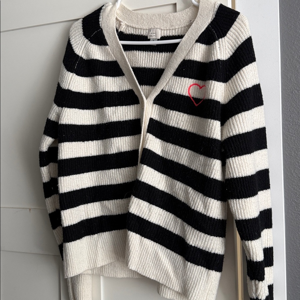 a new day Black and White Striped Cardigan